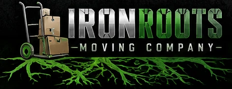 IronRoots moving company roots and dolly branding concept